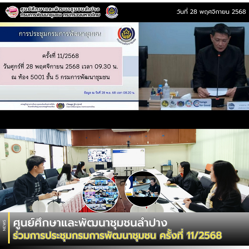 ศพช.ลำปาง ร่วมการประชุมกรมการพัฒนาชุมชน ครั้งที่ 11/2568