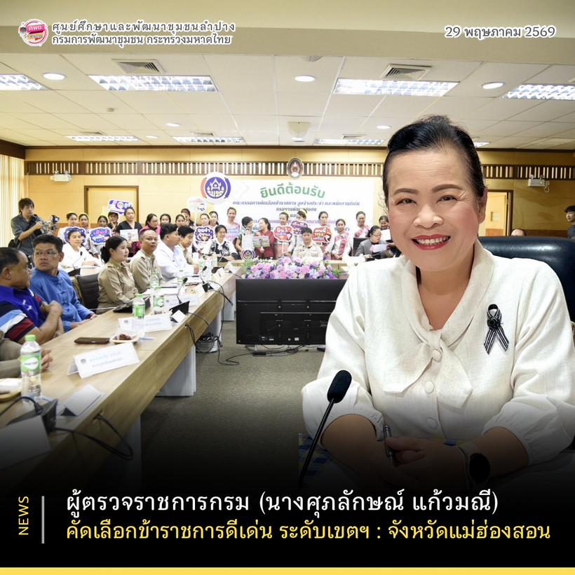ตรวจราชการกรม (นางศุภลักษณ์ แก้วมณี) คัดเลือกข้าราชการดีเด่น ระดับเขตฯ : จังหวัดแม่ฮ่องสอน