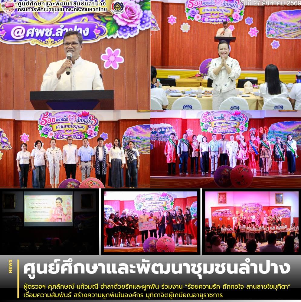 ผู้ตรวจฯ ศุภลักษณ์ แก้วมณี อำลาด้วยรักและผูกพัน ร่วมงาน “ร้อยความรัก ถักทอใจ สานสายใยมุทิตา” เชื่อมความสัมพันธ์ สร้างความผูกพันในองค์กร มุทิตาจิตผู้เกษียณอายุราชการ