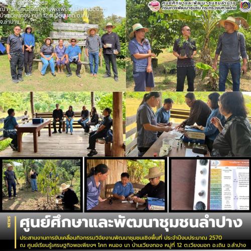ศพช.ลำปาง ประสานงานการขับเคลื่อนกิจกรรมวิจัยงานพัฒนาชุมชนเชิงพื้นที่ ประจำปีงบประมาณ 2570